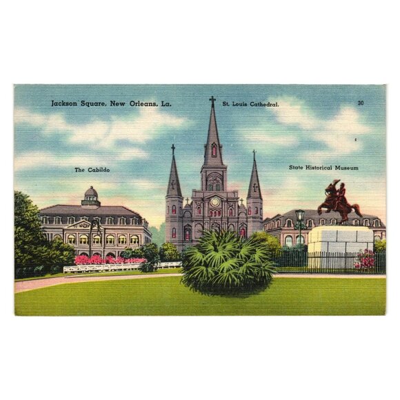 Jackson Square New Orleans Louisiana Vintage Postcard Tichnor Brothers Unused - Picture 1 of 2